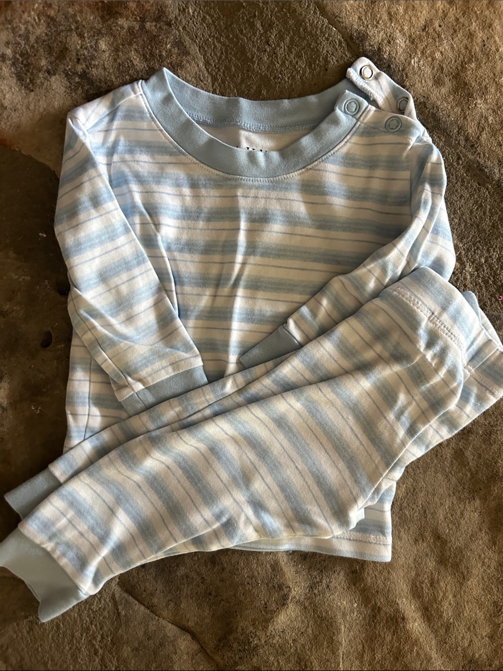 Baby Blue Striped Pajama Set - Soft Cotton Sleepwear 12-18 month